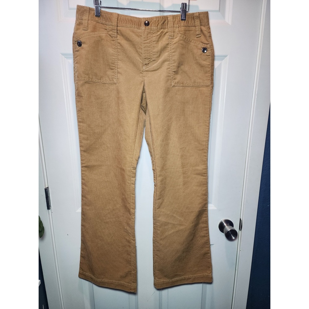 Tommy Hilfiger Women Tan Corduroy Flare Leg Pants Size 10 Mid Rise Camel Brown